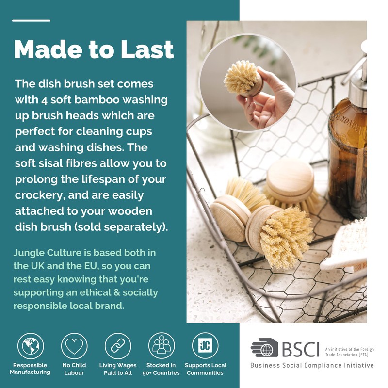Jungle Culture Replacement Brush Heads for Eco Dish Brush •