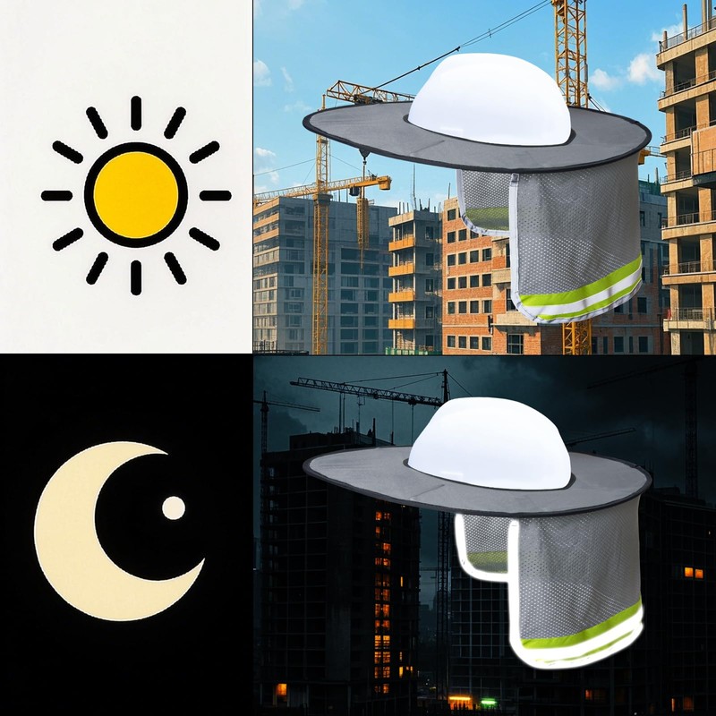 Topbuti Hard Hat Sun Shield Full Brim Mesh Sunshade, High