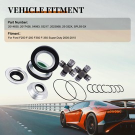 VeloBoost 2014835 Front Axle Seal And Greaseable U Joint Kit Compatible with Ford F250 F-250 F350 F-350 Super Duty 2005-2015 Replacement OE 2017426 2014835 54983 25-332X SPL55-3X