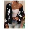 SHENHE Women's Floral Cardigan Sweater Open Front Long Sleeve Button