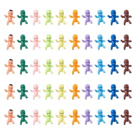 GMHLLES 50 Pcs Mini Plastic Babies, 1 Inch Plastic Babies, Mini Baby, Tiny Plastic Babies, Multi Colored Tiny Babies,Baby Shower Party Favors, Ice Cube Games, Party Decorations, Baby Toys (10 Colors)