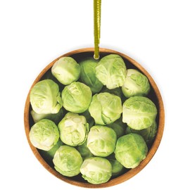 Sam Sandor - Brussel Sprouts - Round Ceramic Ornament with String