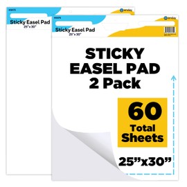 Enday Sticky Easel Pads 25"x 30" (2 Pack) - Anchor Chart Paper, Chart Paper for Teachers, Flip Chart Paper, 25 in x 30 in Easel Paper, Large White Easel Pads Self Sticky Chart Paper 30 Sheets Per Pad