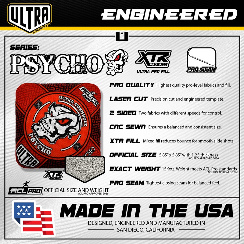 Ultra Cornhole Bags Psycho Cornhole Bag Set - ACL Approved