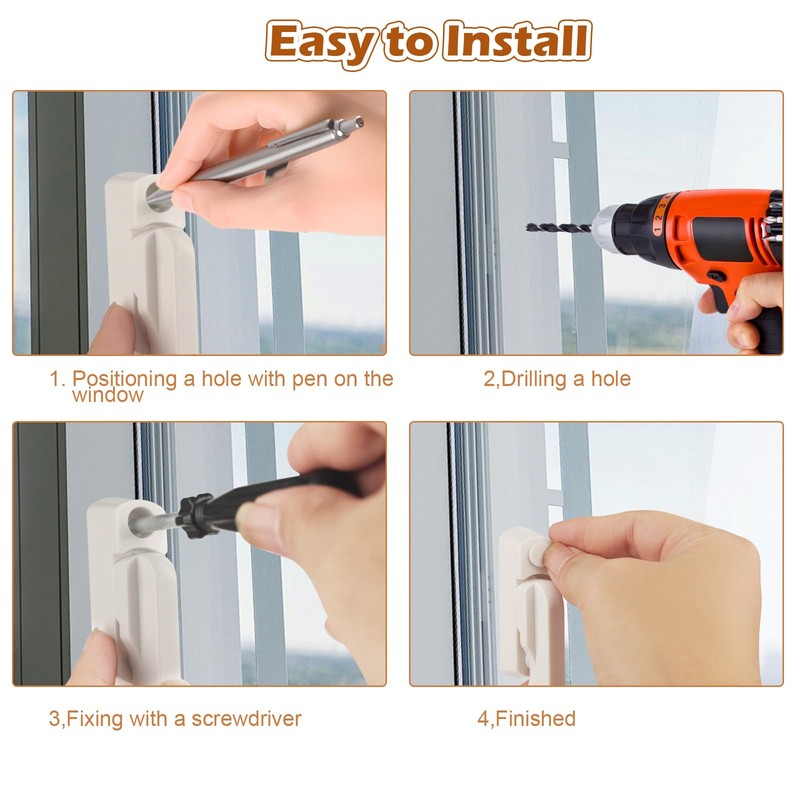 Pack of 6 Window Lock White Window Lock Burglary Protection