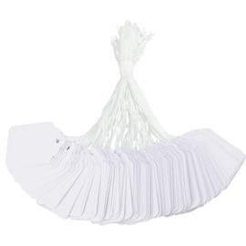 G2PLUS 500PCS Mini Strung Price Tags - White String Pricemarker Labels, 30x 48mm Tie on Paper Tags, Jewelry Marking Tags - Blank Gift Marking Labels with String for Jewelry Clothing Display
