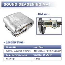 X AUTOHAUX 394mil 10mm 10.76sqft Car Sound Deadening Mat Aluminum Closed Cell Foam Heat Shield Material Damping Self Adhesive Universal for Hood Fender and Boat Engine Cover 39.37"x39.37"