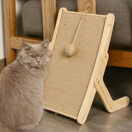 Scratch Pads for Cats, 3 Ways Cat Scrathing Board, Sisal Cat Scrathers for Indoor Cats, Cat Scratch Mat with Ball, Wood Cat Scratcher, Cat Cratch Pad with Sisal Mat, Cat Scratcher Bed, Medium