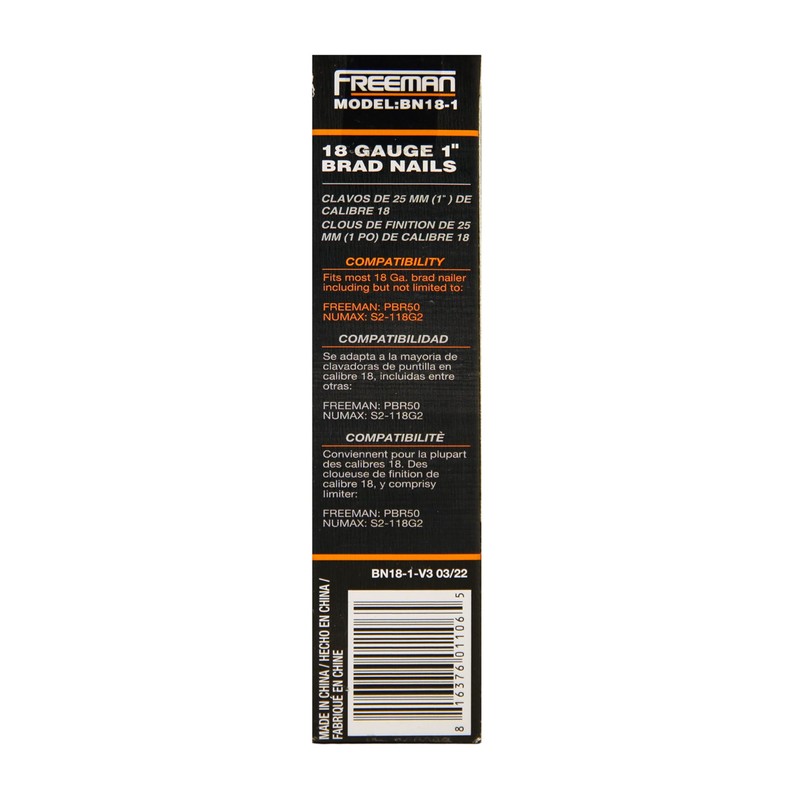 Freeman 18-Gauge 1" Glue Collated Brad Nails – 1,000 Count