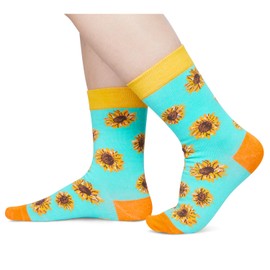 HAPPYPOP Sunflower Gifts for Girls Kids - Sunflower Socks, Sunshine Socks, Funny Plant Gifts, Kids Socks for Girls 7-9 Years Old