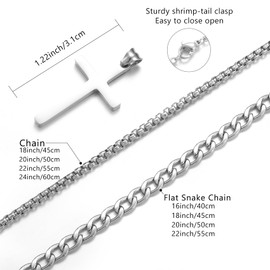 HSWYFCJY Cross Chain Men's Necklace Silver/Gold/Black Stainless Steel Cross Chain Long 50/55/60 cm Cuban Chain Layered Cross Necklace Birthday Christian Jewellery Gifts for Men, Stainless Steel