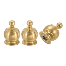 PATIKIL 17 x 23.5mm Lamp Finials Caps Knob, 3 Set Solid Brass Lamp Shade Top Decoration Screw Cap Nuts with Brass Reducing Adapter for Table Lamps Floor Lamps