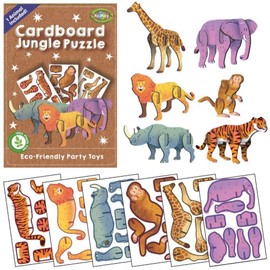 Anila's Complete Jungle Themed 10 Party Bag Fillers & Party Favours – 10 Assorted Mini Sustainable Cardboard Jungle 3D Puzzles. (Ideal for Children Aged 3-8)