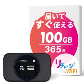 (Charged WiFi) 100 GB, 365 Days with Giga, Pocket, WiFi, Mobile Router, Contract, Return, No Monthly Value, 0 Yen, Easy Giga, Recharge, Instant Use with Power On, Small, Simple (T9-100 GB/365 Days)