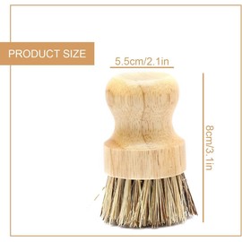 Natural Sisal Bristles Wooden Scrub Brush, 2Pcs Palm Wooden Dish Scrubber Brushes, Bamboo Dish Scrub Brushes Round Palm Scrubber Set