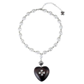 IDOKAWA Heart Necklaces for Women Black Chunky Heart Necklace Imitation Pearl Choker Necklaces Y2k Necklace Trendy Jewelry Gifts for Women