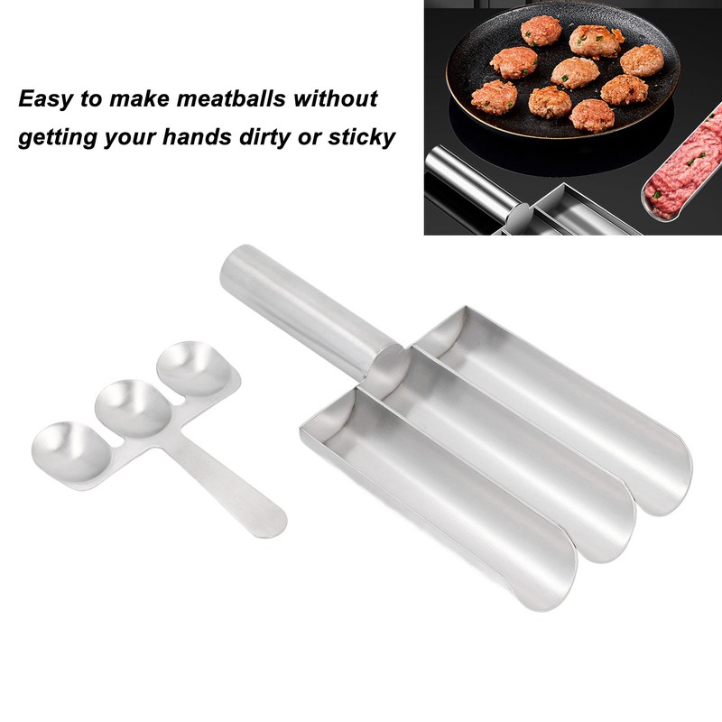 Meatball Maker with Cutting Spoon Stainless Steel Meat Baller Spoon