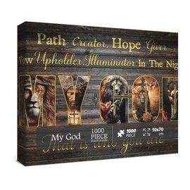 Jesus and Lion Puzzle Bible Puzzles 1000 Pieces for Adults, My God Jigsaw Puzzles Easter Puzzle, Religous Puzzle Christian Puzzles for Home Decor