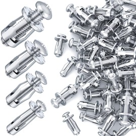 HINZIC 40pcs M4 M5 M6 M8 Petal Nuts, Expansion Screw Jack Nut, Insert Nuts Carbon Steel Petal Shape Metal Nut for Hollow Wall Iron Plastic Polywood Pressboard Hardboard- Silver