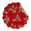 Holly Red Round Quilted Reversible Placemat by April Cornell