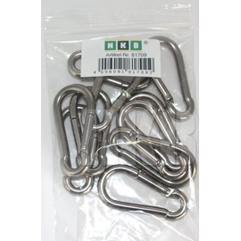 HKB® Stainless Steel Lobster Claw Clasp, V2 A Stainless Steel 4 x 40 mm, 6x60 mm, or 8X80 mm or 10 x 100 mm