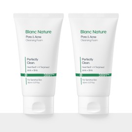 Blanc Nature Acne Functional Cleansing Foam 150ml (2 packs) Contains Jeju organic green tea / 블랑네이처 여드름 기능성 클렌징폼 150ml 2개 제주 유기농 녹차 함유