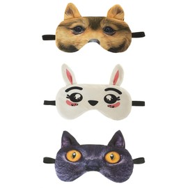 Sleep Mask with Ears Travel Relax Eye Mask Cover Bed Nap Blindfold His Black Pattern Animal Creative Face [042], Rabbit with Ears