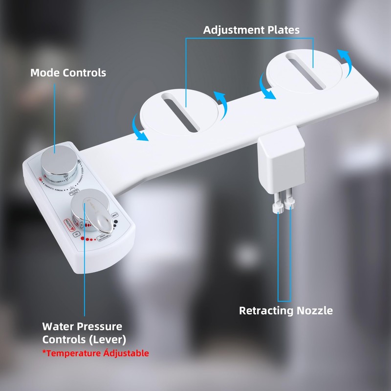Hibbent Bidet Attachment for Toilet, Hot and Cold Water Spray