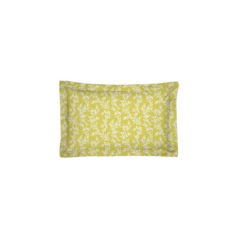 Oxford Pillowcases 2 Pack Pattern of Leaves Yellow Cotton Pillow