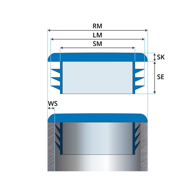 Lamellar plugs End caps for rectangular pipe 120x80 mm 10