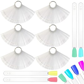 300 Pieces Nail Art Tips Stick Nail Display Nail Polish Display Transparent Presentation Tips Nail Art Fan Nail Polish Practice Nail Wheel Nail Tips Nail Polish Card Nail Art Practice Templates