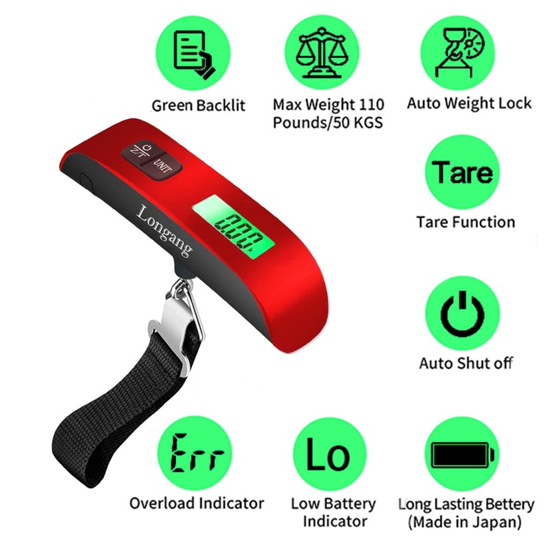 Longang Digital Hanging Luggage Scale with Backlit for Travel, Portable