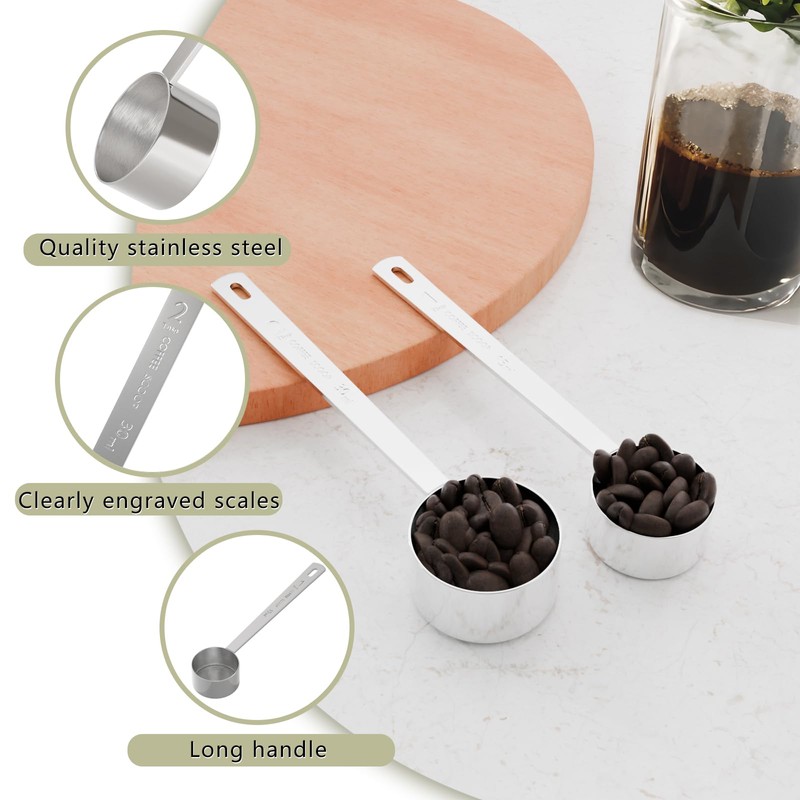 LEIFENY 2 Tablespoon Coffee Scoop, Long Handle Measuring Spoon, 2