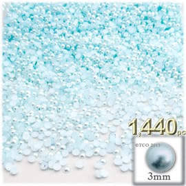 1,440pc Pearl Finish Half Dome Beads, Round, 3mm, Pearl White