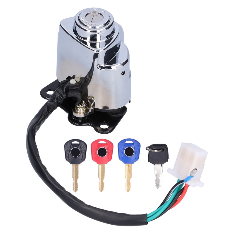 Motorcycle Ignition Switch Lock with 3 Colors Keys Fit for