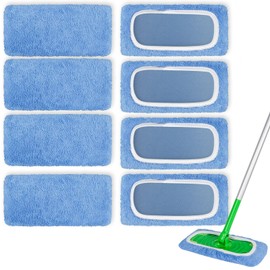 8 Pack Reusable Microfiber Mop Pads Compatible with Swiffer Sweeper Mop, Dry Sweeping Cloths & Wet Mopping Cloths, Washable Mop Pads for Surface/Hardwood Floor Cleaning (Mop is Not Included)