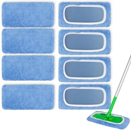 8 Pack Reusable Microfiber Mop Pads Compatible with Swiffer Sweeper Mop, Dry Sweeping Cloths & Wet Mopping Cloths, Washable Mop Pads for Surface/Hardwood Floor Cleaning (Mop is Not Included)