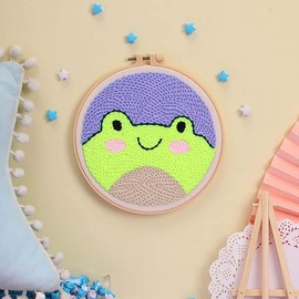 Punch Needle Embroidery kit DIY Frog Cross Stitch Hoop Craft Kits Handcraft Embroidery