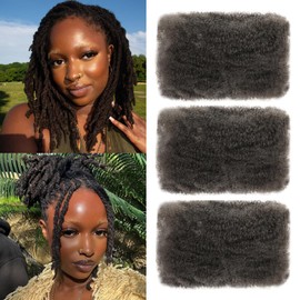 XIIMENALU Afro Kinky Curly Braiding Bulk Hair For Mini Twists Afro Kinkys Bulk Synthetic Hair Cuban Twist Hair Soft Locs Micro Spring Twist For Dreadlocks Loc Repair (4#, 8inch)