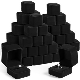 Maitys 48 Pieces Velvet Ring Boxes Bulk for Jewelry Display Wedding Engagement Ring Box Jewelry Case Gift Boxes Earring Boxes for Birthday Anniversary Proposal(Black)