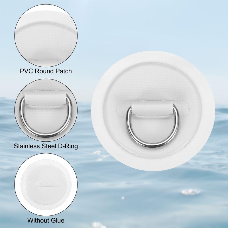 PATIKIL D-Ring Patch, 6 Pcs Stainless Steel D-Ring PVC Patch