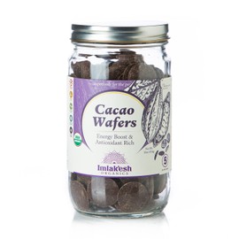 Imlak'esh Organics, Cacao Wafers (16-Ounce Glass Jar), 100% Dark Chocolate — Keto | Paleo | Organic | Regenerative | Heirloom | Baking | Sugar-Free | Gluten-Free | Non-GMO