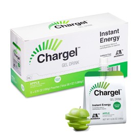 Chargel Apple, Caffeine-Free Instant Energy Gel Running, Biking, Workout, Hiking Essentials for Women & Men, Gifts for Runners - Carbs Vitamins, Gluten Free - Pack of 6 Gels - 6.35oz Each