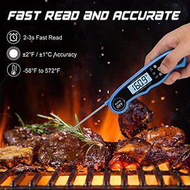 CA002 - Termómetro digital de carne para cocinar – Termómetro de carne de lectura instantánea para asar y ahumar 2 en 1 doble sonda para horno, termóm