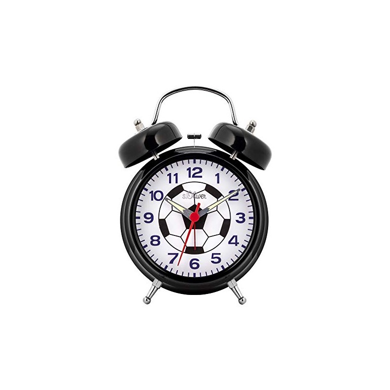 S.Oliver 32012153 Boys' Alarm Clock One Size Black, black, Retro