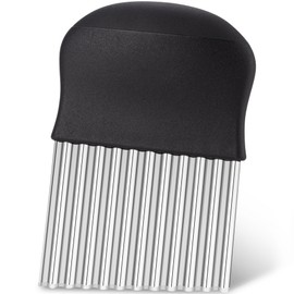 Rainspire Crinkle Cutter for Veggies, Crinkle Cutter Knife Stainless Steel, Veggie Cutter for Potatoes Carrot, Black