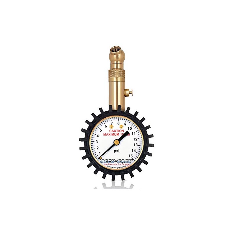 Accu-Gage Low Pressure Tire Gauge with Protective Rubber Guard, Angled