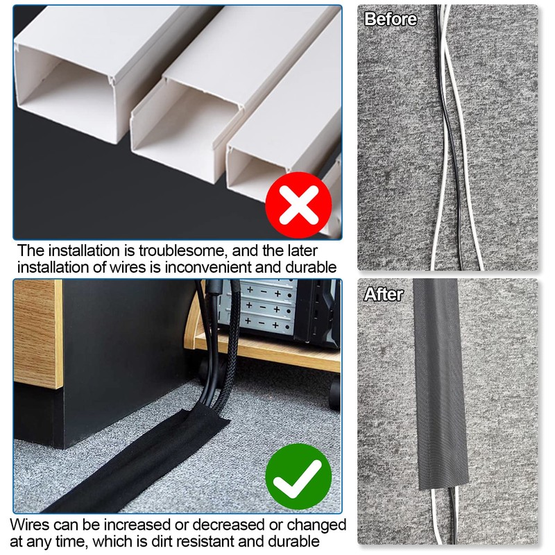 Floor Cable Cover Protector, 3.9 Inch*16.4 Feet Cable Covers for