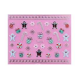 Generic Christmas Man Candycanes Snowflakes 3D Nail Stickers Tj052 Tj052 Silver Nail Wraps Stickers Manicure Supplies for Women Nails Full Long Lasting Easy Apply and Remove
