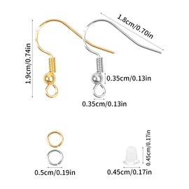 Wangjiangda 300 Pcs 925 Silver Earring Hooks for Jewelry Making DIY Supplies Kit - Gold/Silver